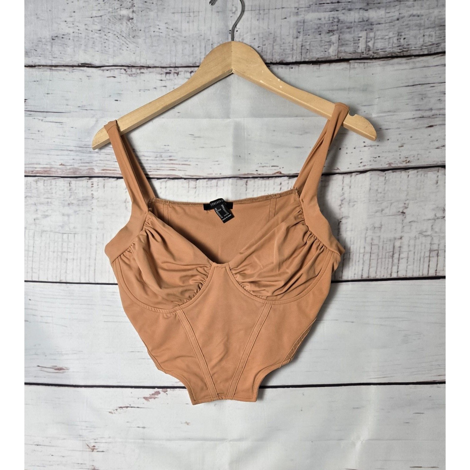 Forever 21 Womens Top Size Xl Orange Bustier Corset Style Tank Top Stretch